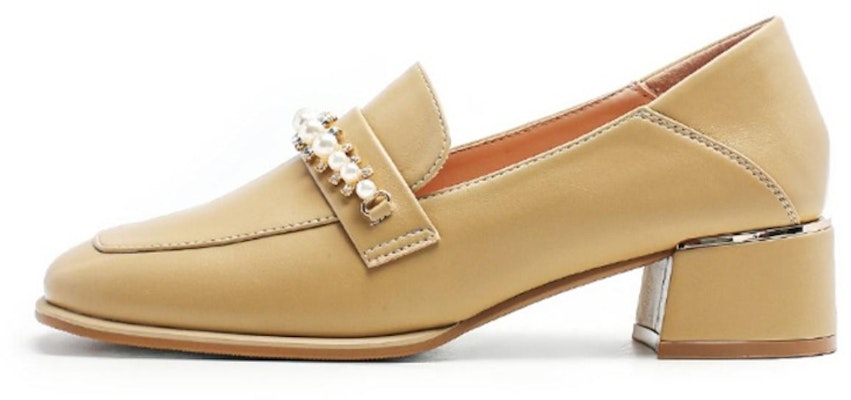 (Women) Exull Q Synthetic Leather 'Apricot Square-Toe Heels' 7315101881 Buy (Women) Exull Q Synthetic Leather 'Apricot Square-Toe Heels' 7315101881