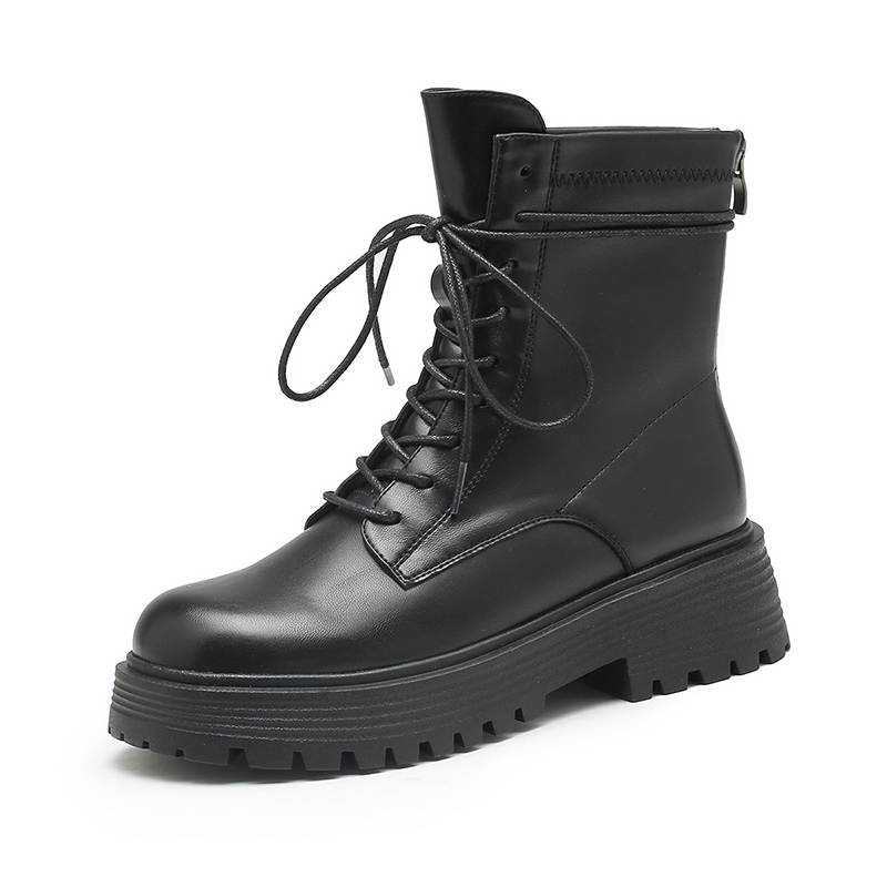 (Women) Exull Q Synthetic Leather 'London Style Marten Boots Black' 1218630260