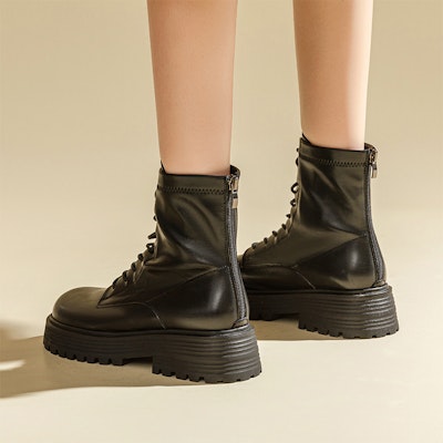 (W) Exull Q Kulit Sintetik 'Kasut Boot Gaya London Marten Hitam' 1218630260 Details for (W) Exull Q Kulit Sintetik 'Kasut Boot Gaya London Marten Hitam' 1218630260