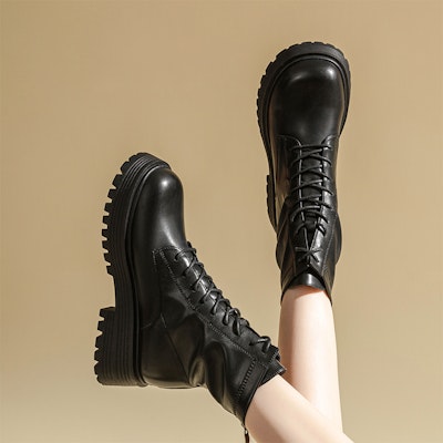 (W) Exull Q Kulit Sintetik 'Kasut Boot Gaya London Marten Hitam' 1218630260 Cheap (W) Exull Q Kulit Sintetik 'Kasut Boot Gaya London Marten Hitam' 1218630260