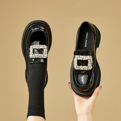 (W) Exull Q 人造革水钻法式厚底乐福鞋 7317102219 8