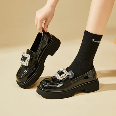 (W) Exull Q 人造革水钻法式厚底乐福鞋 7317102219 10