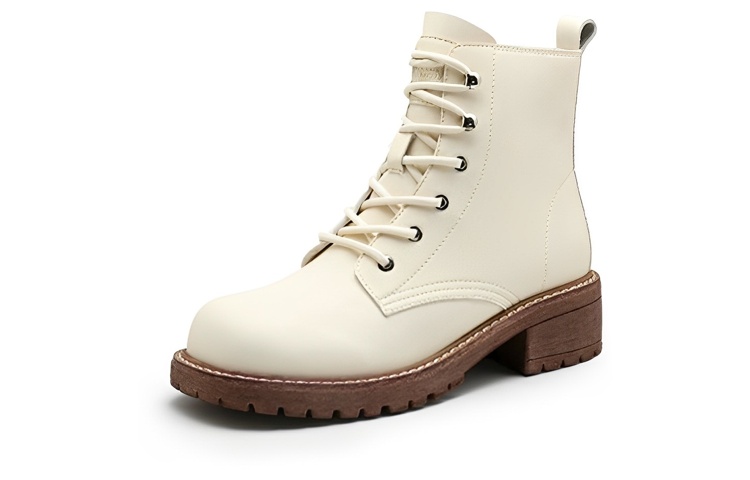 Order (W) Botas Martin Exull Q Cuero Sintético Beige Punta Redonda Suela Gruesa Británico. 1218606671