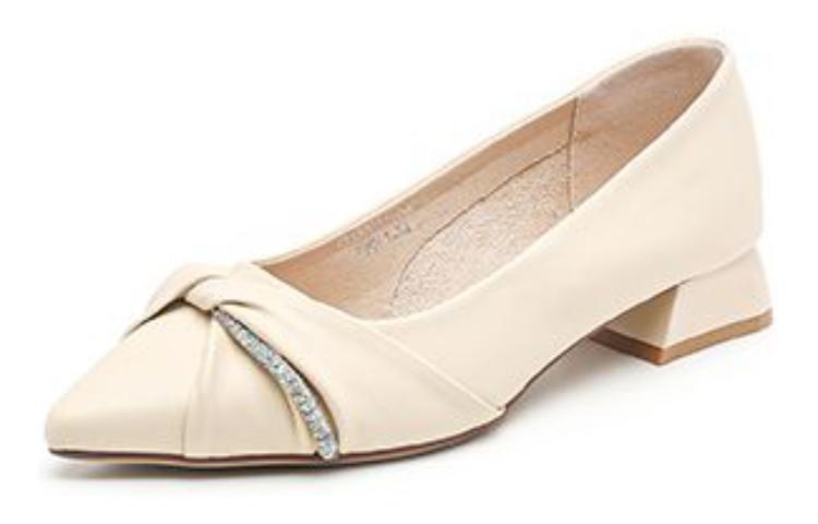 Order (W) Zapato Exull Q Tacón Grueso Sintético Punta Fina Casual 'Beige Blanco' 7315001171