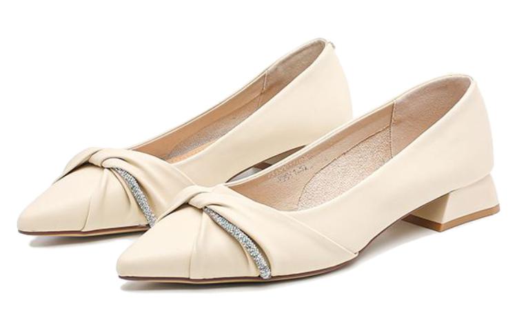 Lookbook (W) Zapato Exull Q Tacón Grueso Sintético Punta Fina Casual 'Beige Blanco' 7315001171