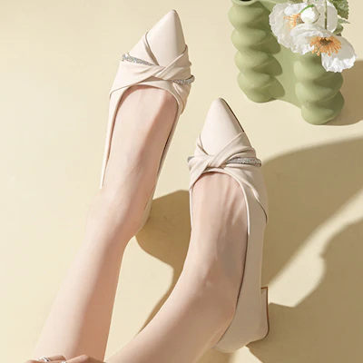 (W) Zapato Exull Q Tacón Grueso Sintético Punta Fina Casual 'Beige Blanco' 7315001171 Details for (W) Zapato Exull Q Tacón Grueso Sintético Punta Fina Casual 'Beige Blanco' 7315001171