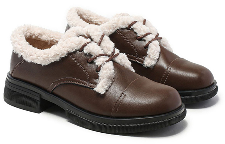 (W) Exull Q Synthetic Leather Chunky Heel Round Toe Casual Shoes 'Brown' 圖 2