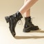 Cheap (W) Exull Q But Kasut Bertumit Kulit Sintetik 'Gaya British Hitam' 7218603660