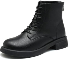 (Women) EXULL Q Synthetic Leather Fleece-Lined Round Toe Oxford Lace-Up Martin Boots 'Black' 1218626360 (Women) EXULL Q Synthetic Leather Fleece-Lined Round Toe Oxford Lace-Up Martin Boots 'Black' 1218626360