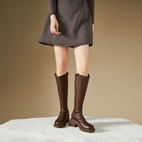 (W) Exull Q Buatan Kulit Tinggi Kasut 'Fesyen Plush Knight' 1318800160 10