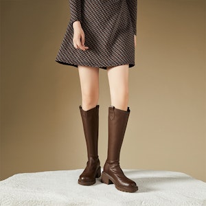 (W) Exull Q 皮革高帮靴 '时尚毛绒骑士' 1318800160 10