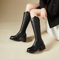 (W) Exull Q Buatan Kulit Tinggi Kasut 'Fesyen Plush Knight' 1318800160 Details for (W) Exull Q Buatan Kulit Tinggi Kasut 'Fesyen Plush Knight' 1318800160