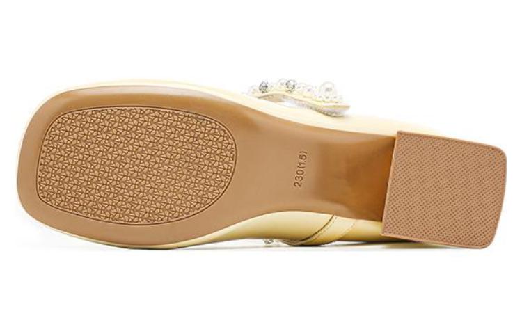 (W) EXULL Q Synthetic Leather Pearl Buckle Pumps 'Light Yellow' 圖 3