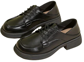 Order (Women) Exull Q Synthetic Leather Retro British Chunky Heel Loafer 'Black' 1315103060