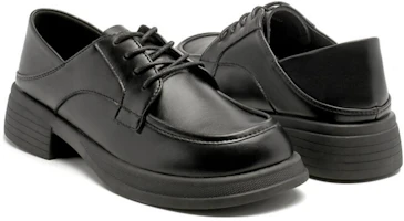 Lookbook (Women) Exull Q Synthetic Leather Retro British Chunky Heel Loafer 'Black' 1315103060