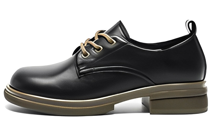 (Women) Exull Q Synthetic Leather Round Toe Lace-Up 'British Casual Black' 1217110060