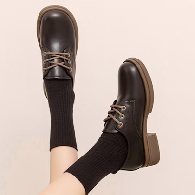 (W) Exull Q 人造革圆头系带 "英伦休闲黑" 1217110060 Shop (W) Exull Q 人造革圆头系带 "英伦休闲黑" 1217110060