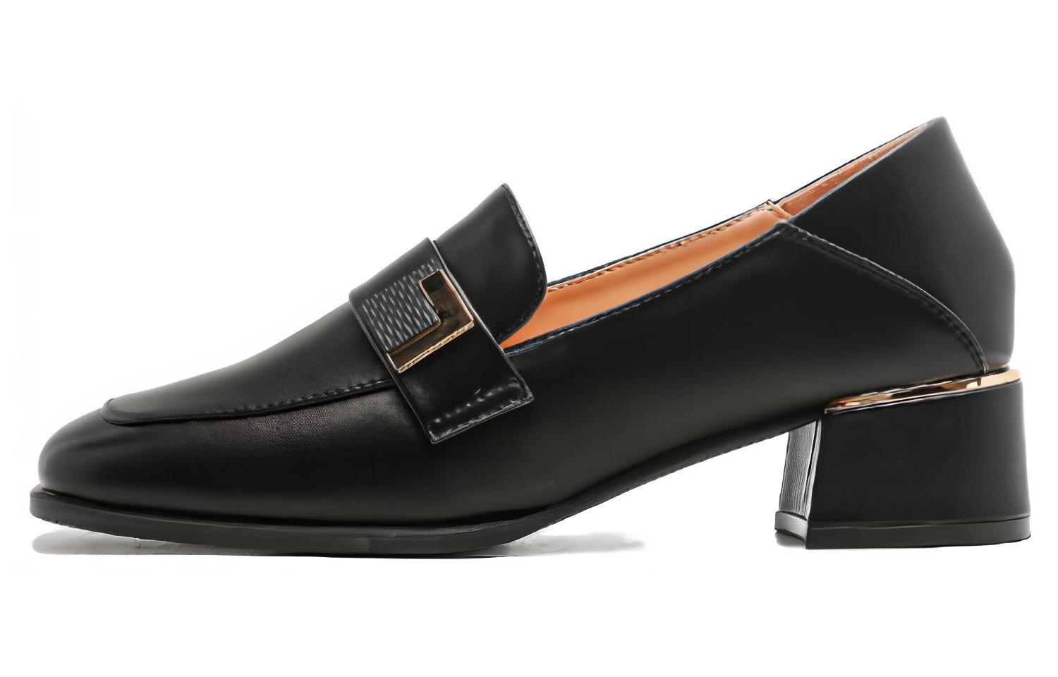 (Women) Exull Q Synthetic Leather Slip-On Square Toe High Heels 'Black' 7315101760