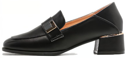 (Women) Exull Q Synthetic Leather Slip-On Square Toe High Heels 'Black' 7315101760 (Women) Exull Q Synthetic Leather Slip-On Square Toe High Heels 'Black' 7315101760