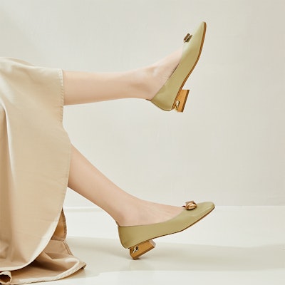(W) EXULL Qi Fashion Kulit Klasik 'Chunky Heel' 82150023 6