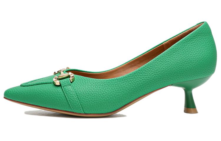 (Women) EXULL Qi Leather 'Elegant Temperament Wineglass Heel Green' 1217000740