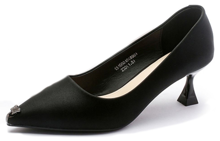 (Women) EXULL Qi Leather Pointed Toe Slip-On Stiletto 'Black' 1315001060