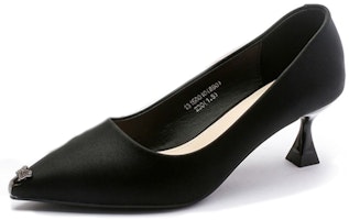 (Women) EXULL Qi Leather Pointed Toe Slip-On Stiletto 'Black' 1315001060 (Women) EXULL Qi Leather Pointed Toe Slip-On Stiletto 'Black' 1315001060