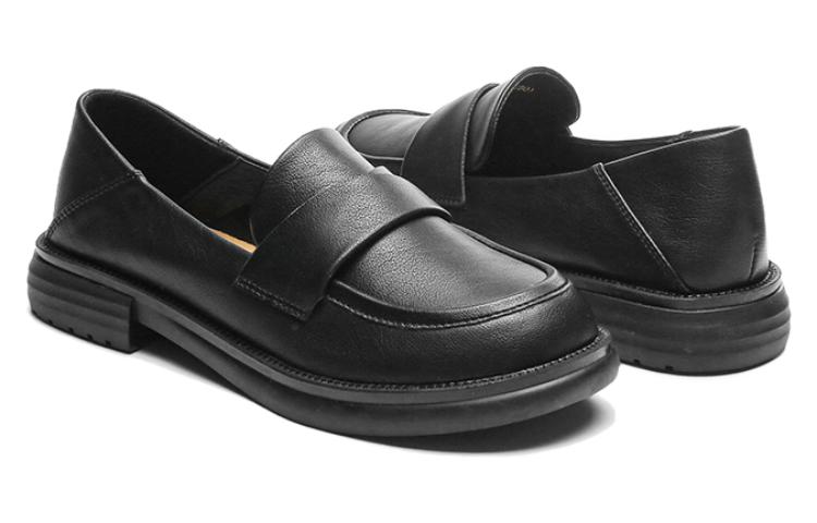 Order EXULL 依思Q 合成皮英倫風軟皮懶人豆豆鞋 3公分 女款 黑色