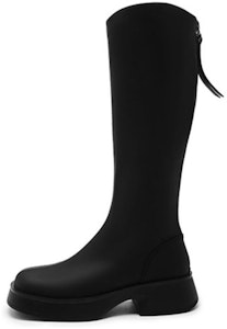 (W) Exull Qi Botas Negras de Cuero Sintético Altas con Aumento de Altura y Punta Redonda. 1218808160 Buy (W) Exull Qi Botas Negras de Cuero Sintético Altas con Aumento de Altura y Punta Redonda. 1218808160