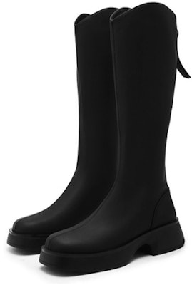 (Women) Exull Qi Synthetic Leather Round Toe Increased Height Plus Velvet 5cm High-Top Boots 'Black' 1218808160 Order (Women) Exull Qi Synthetic Leather Round Toe Increased Height Plus Velvet 5cm High-Top Boots 'Black' 1218808160