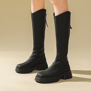 (W) Exull Qi Botas Negras de Cuero Sintético Altas con Aumento de Altura y Punta Redonda. 1218808160 Sizing (W) Exull Qi Botas Negras de Cuero Sintético Altas con Aumento de Altura y Punta Redonda. 1218808160