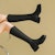 (W) Exull Qi Boot Tinggi Kulit Sintetik +5cm Hujung Bulat Beludru 'Hitam'. 1218808160