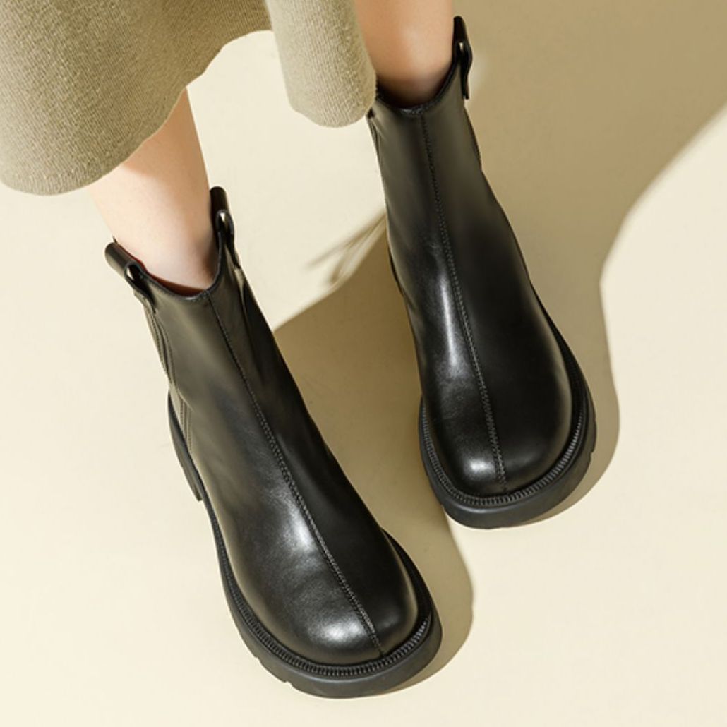 Shop (W) (レディース) エクサル ショートブーツ 'ブラックレザー' 7218607260 7218607260