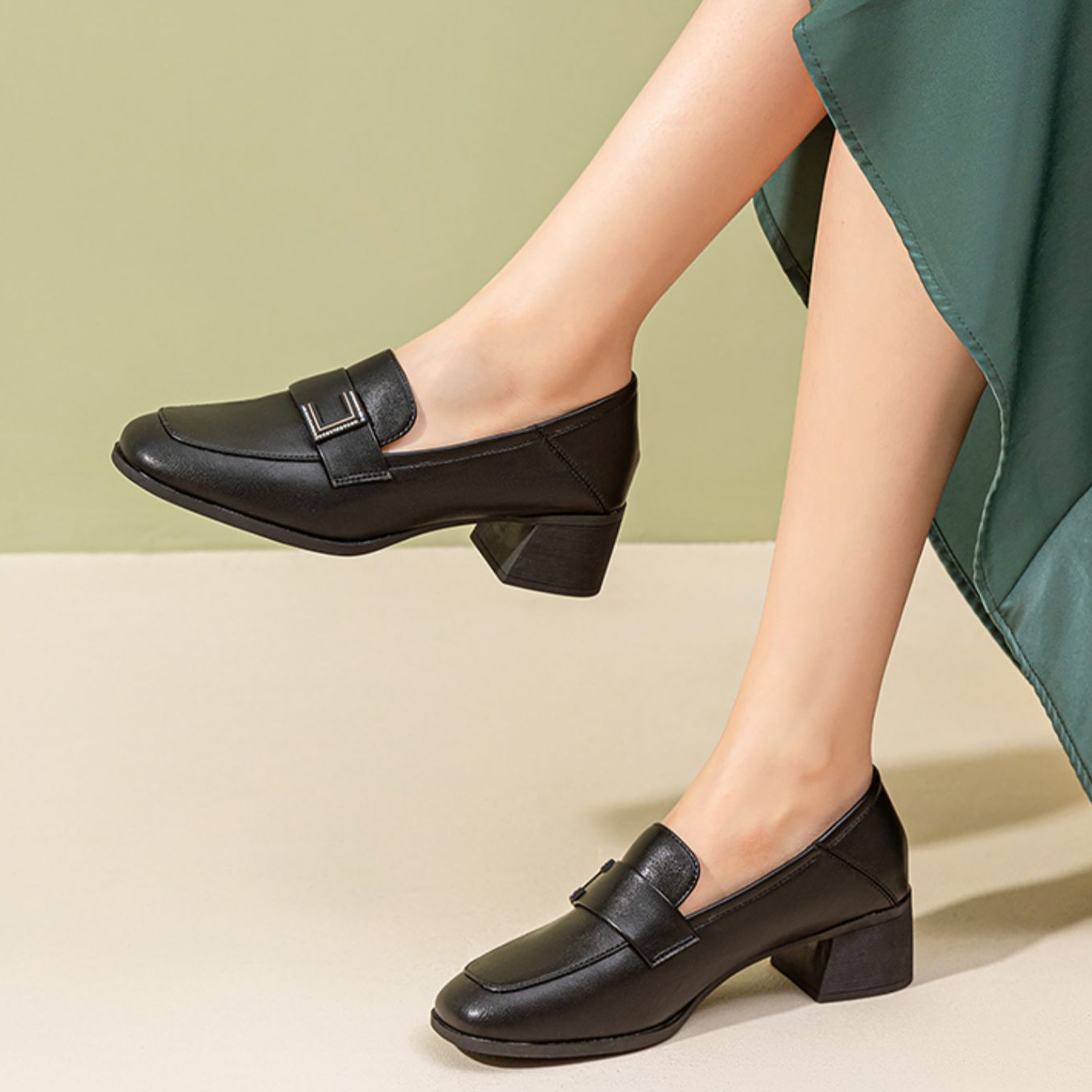 Shop (W) Exull Tacón Cuadrado Sin Cordones 'Negro' 7315101060