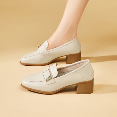 (Women) EXULL Yi Si Q 4.5cm 'Beige British Casual Chunky Heel' 1317102671 Sizing (Women) EXULL Yi Si Q 4.5cm 'Beige British Casual Chunky Heel' 1317102671