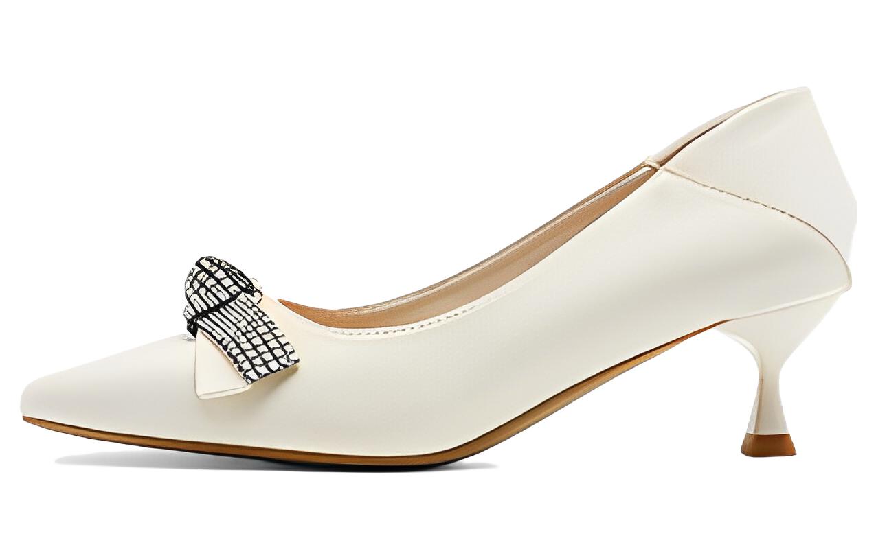 (Women) Exull Yi Si Q 'Beige Bow Stiletto Mules' 1315010171