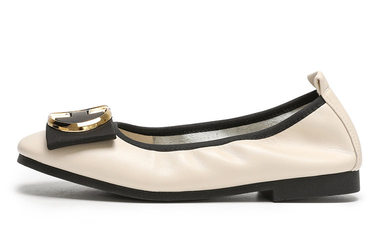 (W) Exull Yi Si Q 'Beige Flat Square-Toe Casual'