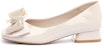 (W) Exull Yi Si Q 'Tumit Blok Rata Berhias Bow Beige Patent' 1215002371