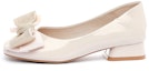 Buy (W) Exull Yi Si Q 'Tumit Blok Rata Berhias Bow Beige Patent' 1215002371