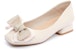(W) Exull Yi Si Q 'Tumit Blok Rata Berhias Bow Beige Patent' 1215002371
