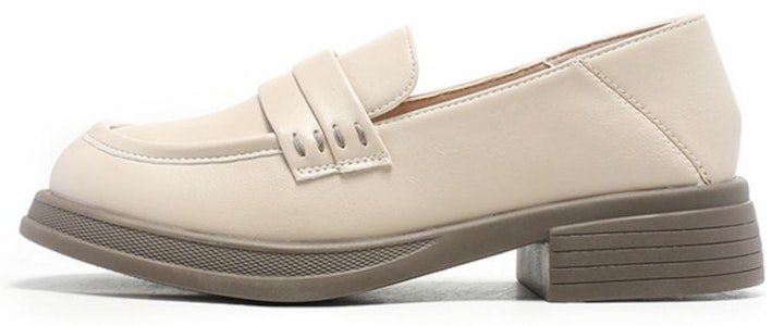 EXULL 依思Q 合成革時尚圓頭軟底粗跟厚底休閒單鞋 4cm 女款 米白色 Buy EXULL 依思Q 合成革時尚圓頭軟底粗跟厚底休閒單鞋 4cm 女款 米白色