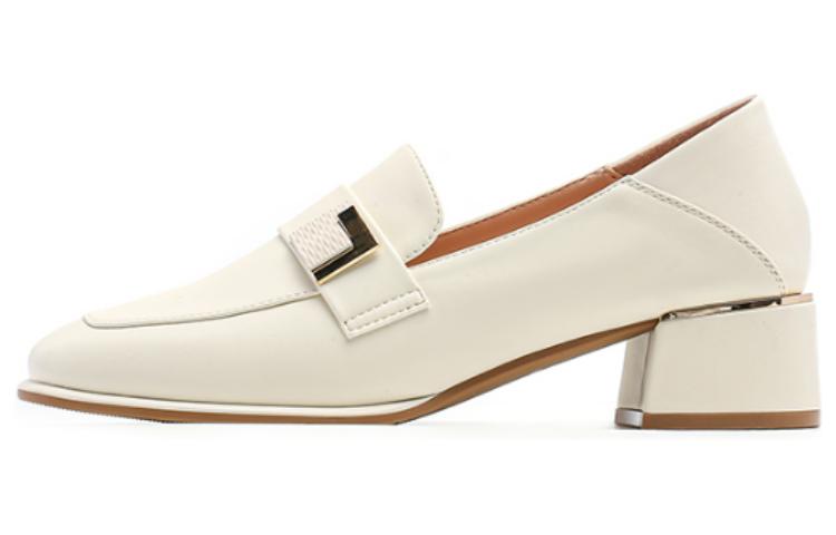 (Women) Exull Yi Si Q 'Beige Square Toe Block Heel Mules' 7315101771