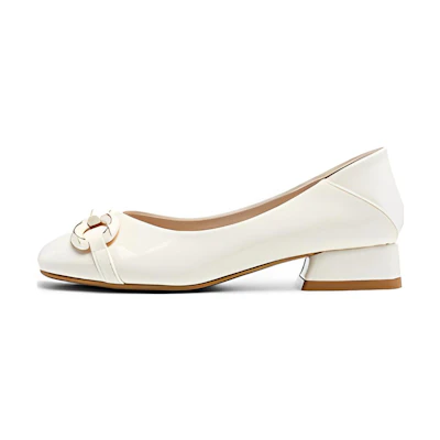 (W) Exull Yi Si Q 'Beige Square Toe Slip-On High Heels'