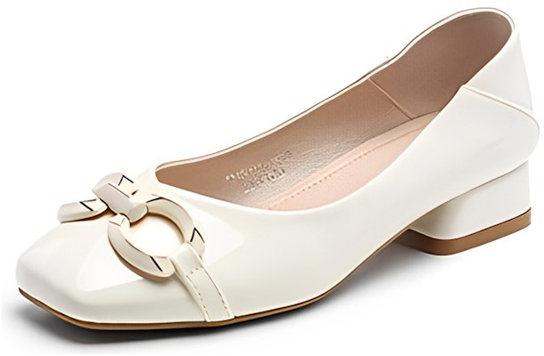 (Women) Exull Yi Si Q 'Beige Square Toe Slip-On High Heels' 7315002371 Order (Women) Exull Yi Si Q 'Beige Square Toe Slip-On High Heels' 7315002371