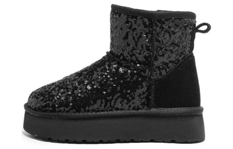 Buy (W) Exull Yi Si Q 'Boot Salju Platform Glitter Hitam' 1218407060
