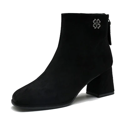 (W) Exull Yi Si Q 'Black High-Heel Ankle Boots'