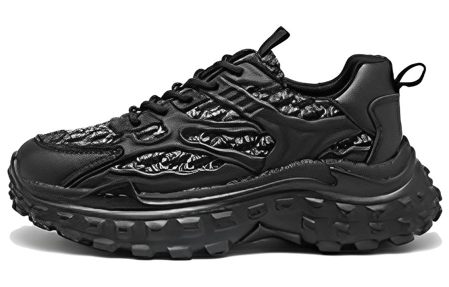 (Women) Exull Yi Si Q 'Black Patchwork Chunky Dad Shoes' 1217705260