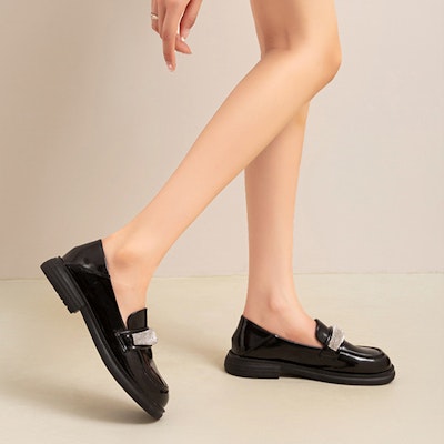 (Women) Exull Yi Si Q 'Black Patent Leather Fashion Slip-On' 72I7100760 Shop (Women) Exull Yi Si Q 'Black Patent Leather Fashion Slip-On' 72I7100760