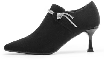(Women) EXULL Yi Si Q 'Black Suede Pointed Toe Stiletto' 1315103560 (Women) EXULL Yi Si Q 'Black Suede Pointed Toe Stiletto' 1315103560