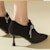 (W) EXULL Yi Si Q 'Stiletto Bertumit Runcing Kulit Hitam' 1315103560